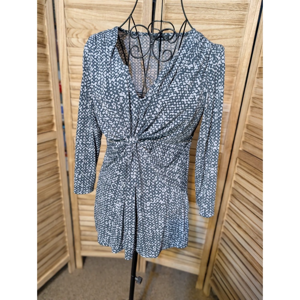 DAISY FUENTES WOMENS SIZE M Multi Color Gathered Bust KNOT V NECK 3/4 Sleeves